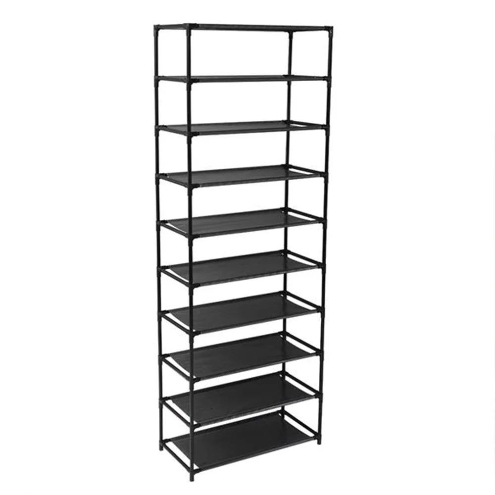 Stackable 10 Tier Shoe Rack With Iron Frame Storage Organizer
