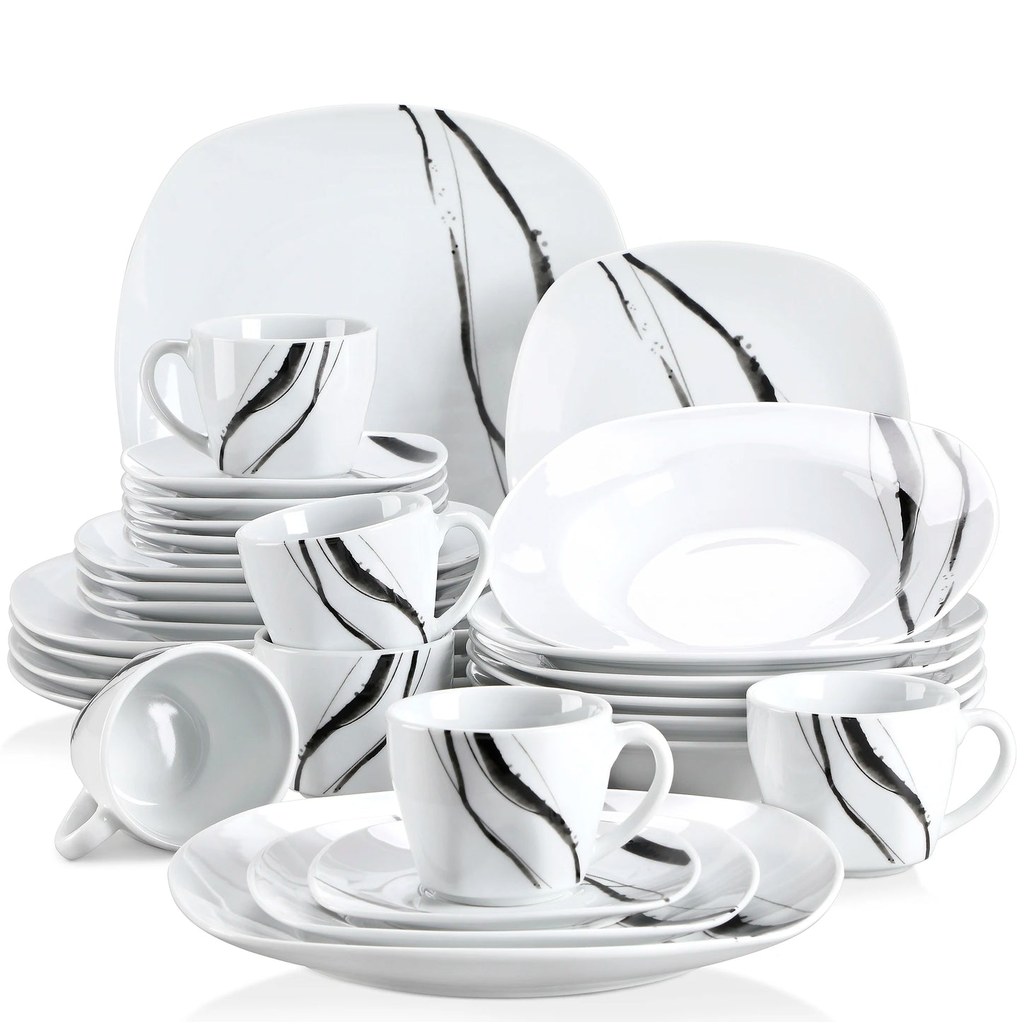 MALACASA Teresa Porcelain Dinner Set 30 and 60 Piece Dinnerware