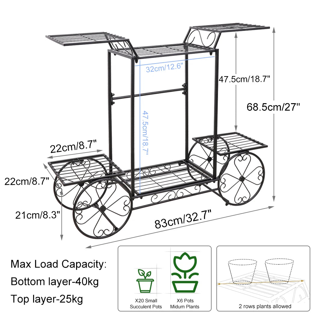 BINGOPAW 6 Tier Metal Plant Stand Indoor Outdoor Wrought Iron Display