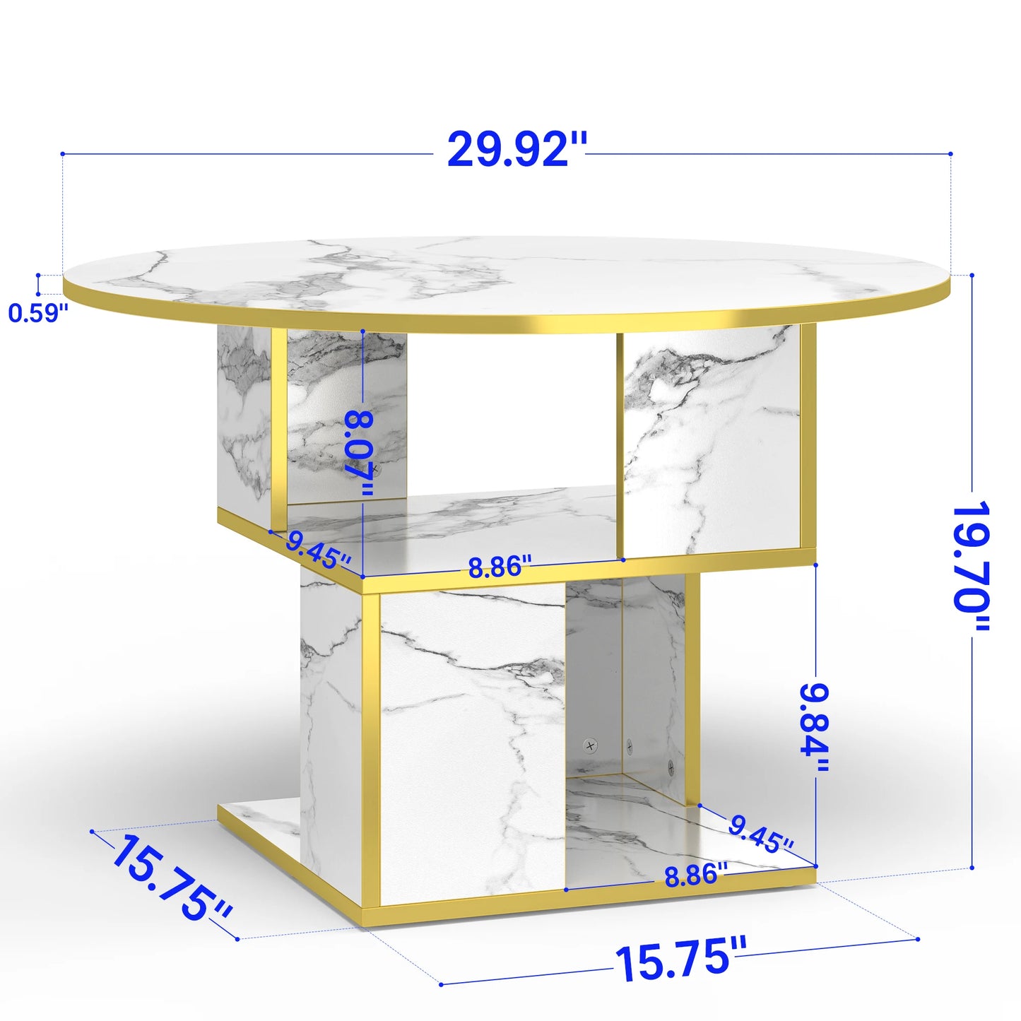 MERRONIX Three Tier Round Coffee Table With Storage Living Room