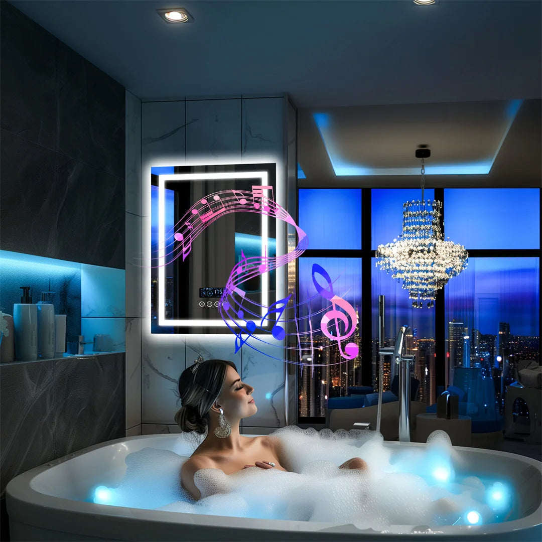 LUVODI Large Bluetooth Vanity Mirror With LED Light Three Color Temperatures
