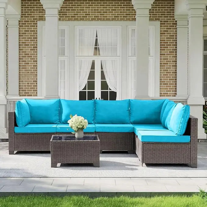 Outdoor Patio Furniture Set All Weather Sectional Sofa PE Rattan