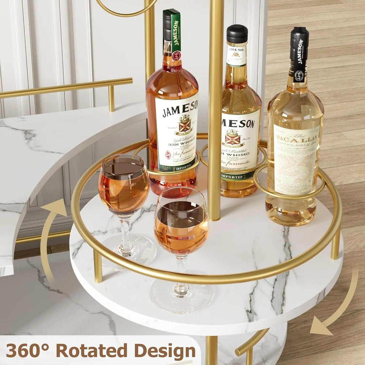 HobbyLane 4 Tier Bar Cart On Wheels With Wine Rack