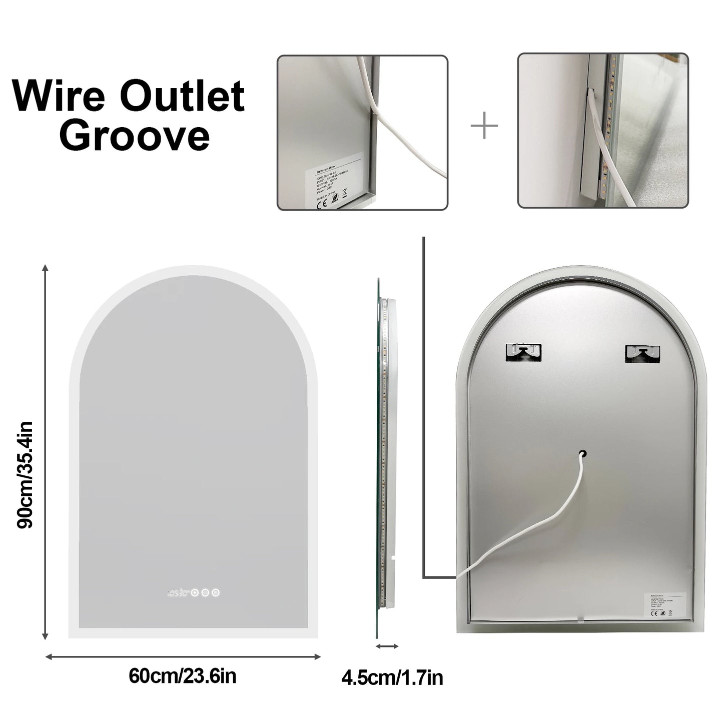 Wisfor Backlit Smart LED Bathroom Mirror Arched Dimmable Anti Fog