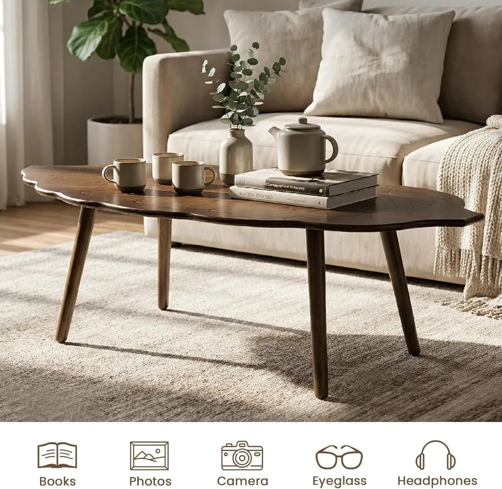 Mid Century Modern Leaf Coffee Table In Solid Walnut Wood