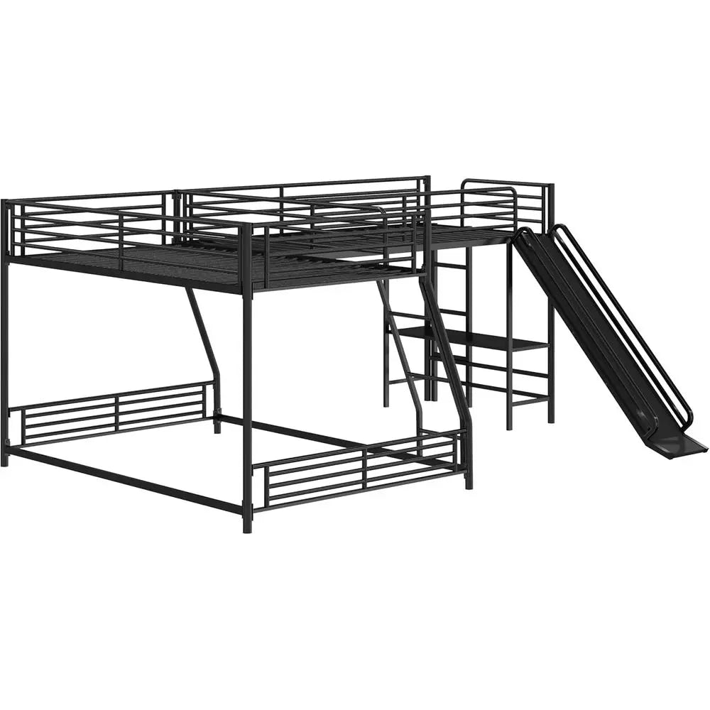 L Shaped Twin Over Full Bunk Bed With Desk Premium