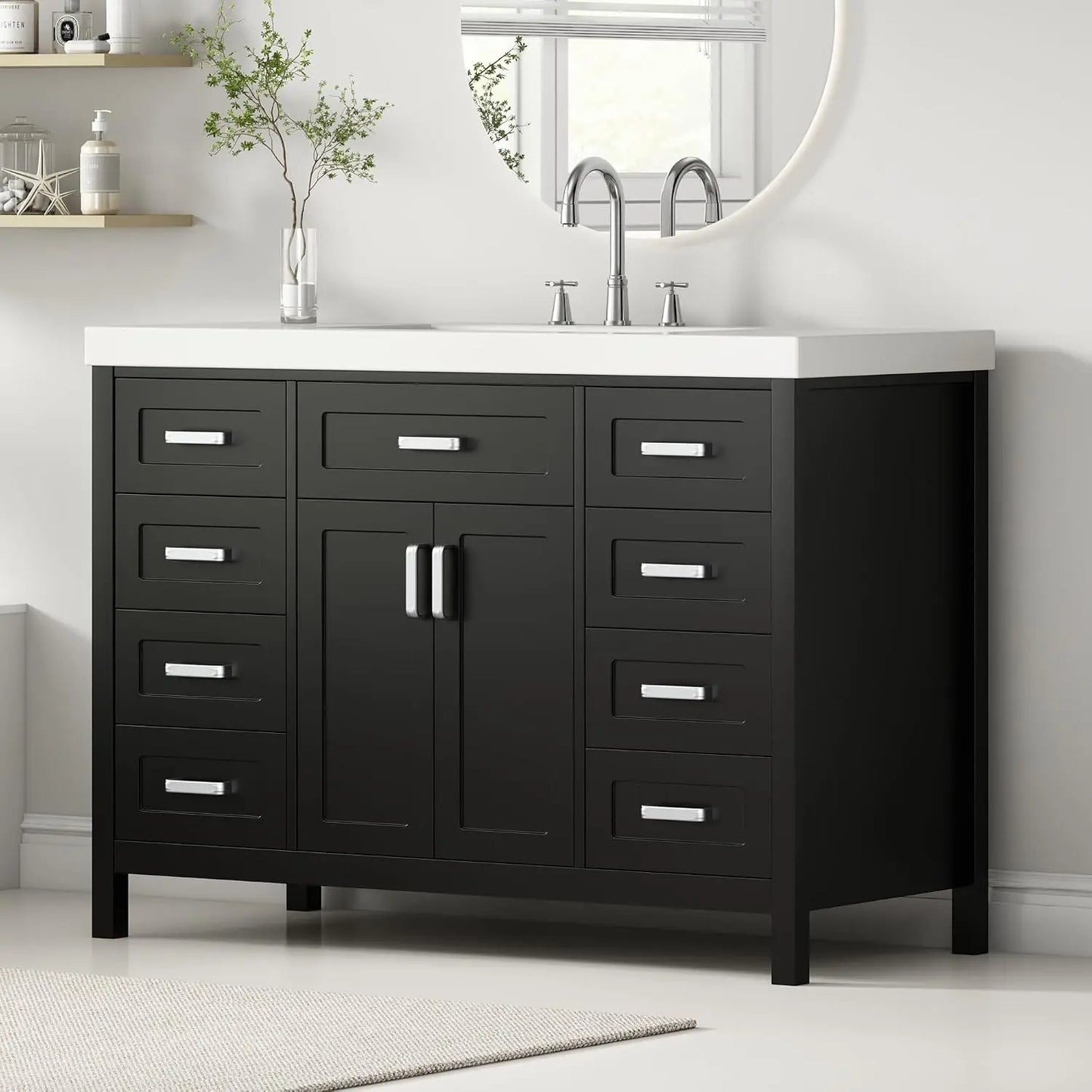 Modern Vanity Sink Cabinet With 2 Doors And 8 Drawers