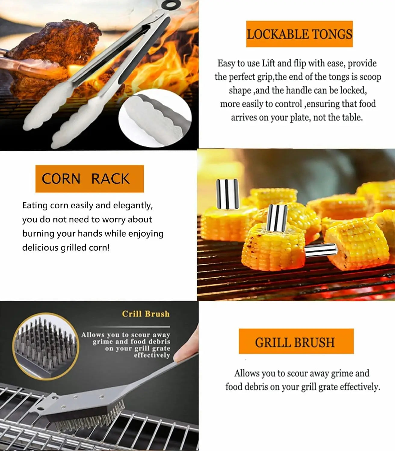 Grill Set With Apron BBQ Accessories Outdoor Grilling Kit