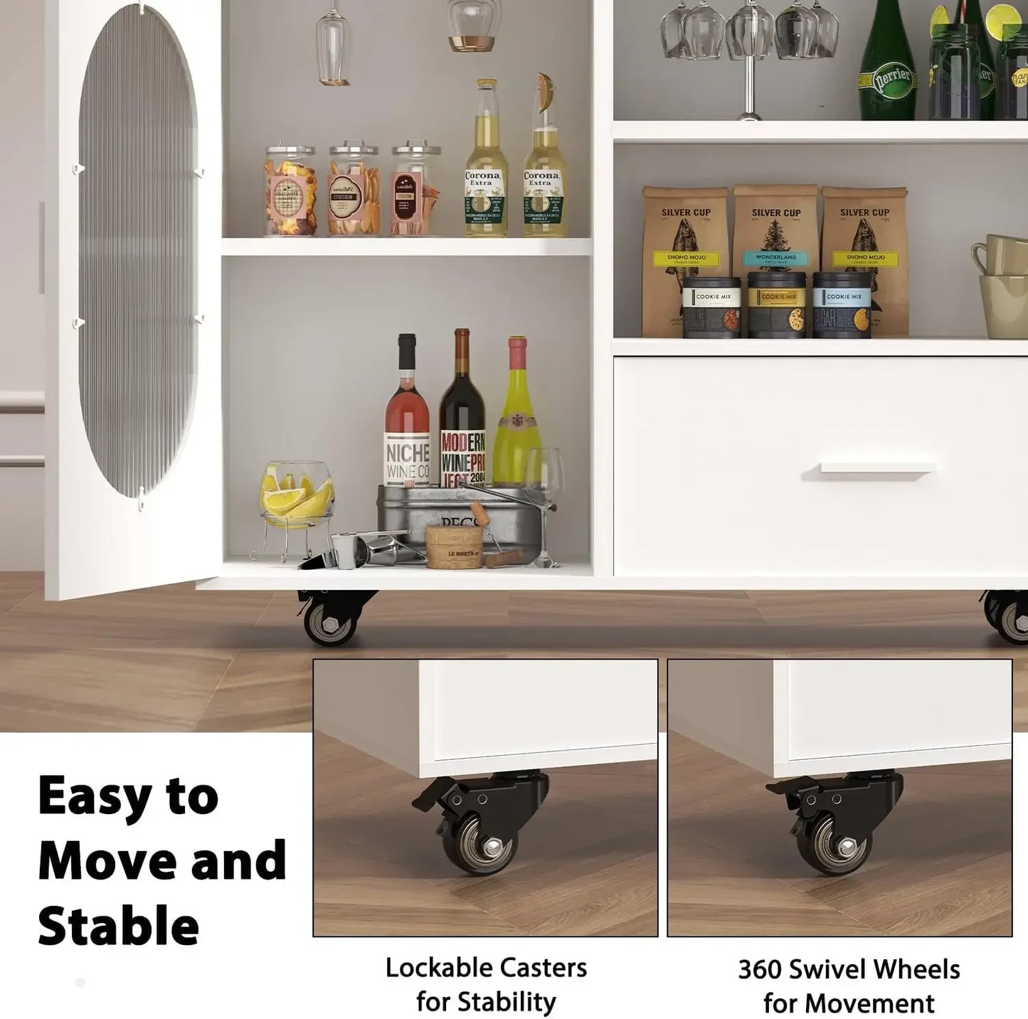 Rolling Kitchen Island With Swivel Table Drawers And Storage