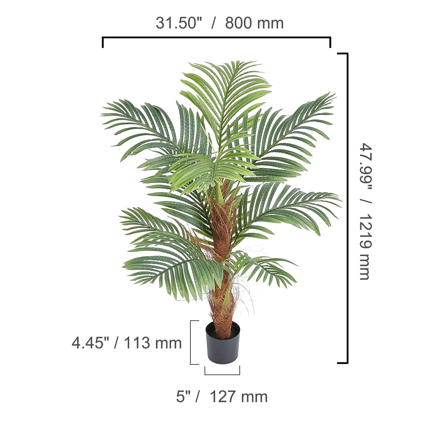 SucceBuy Artificial Palm Tree Faux Plant With Anti Tip Design