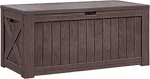 Resin Deck Box Outdoor Storage Box Imitation Wood Resin