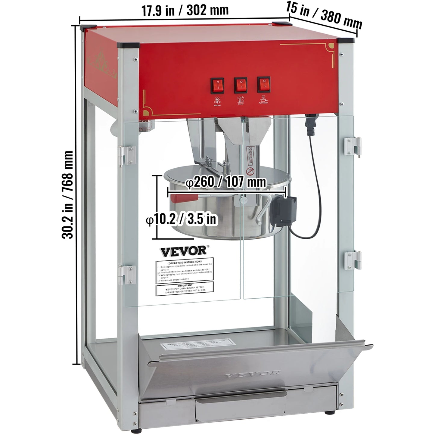 SucceBuy Electric Popcorn Maker Commercial Popper Machine 500W