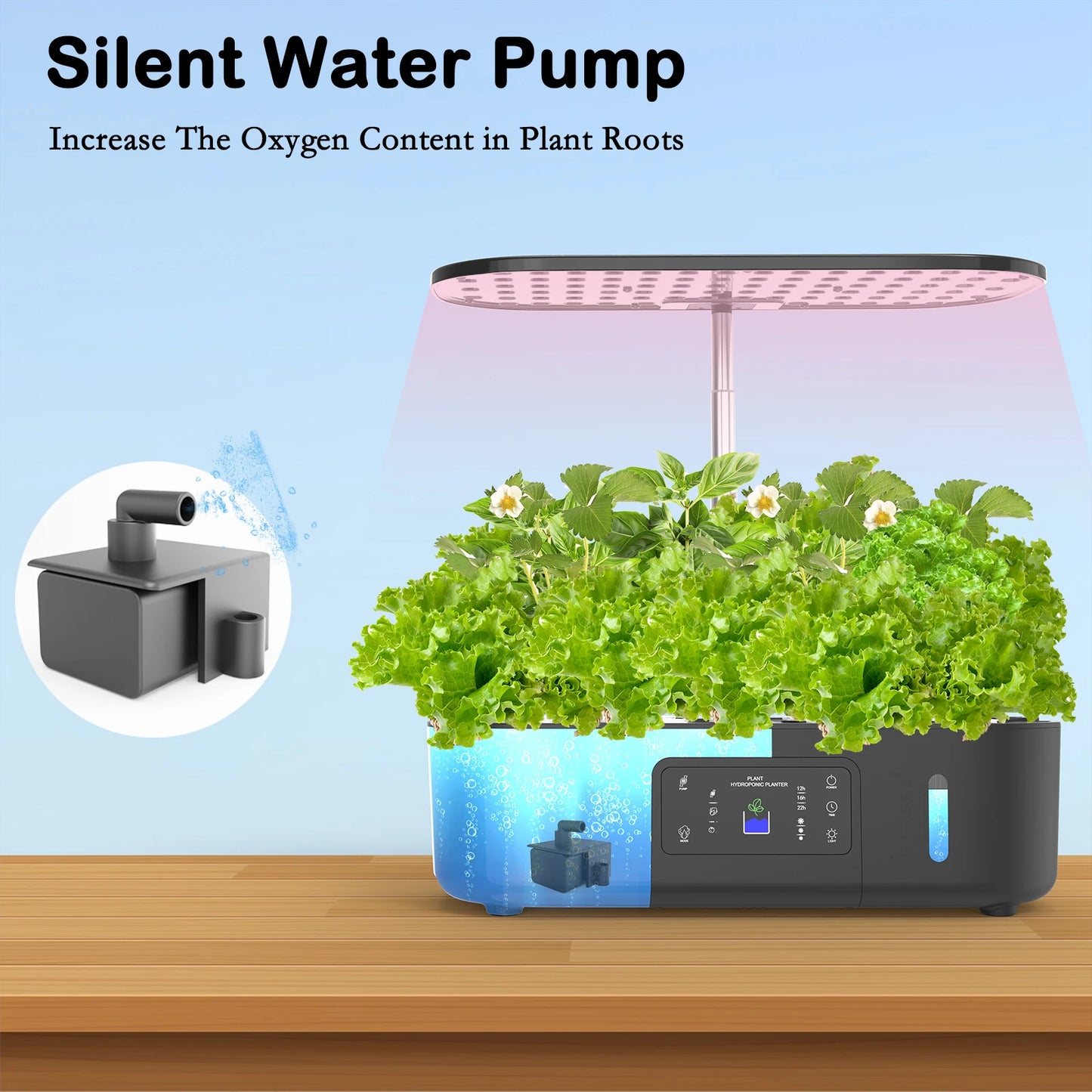 BHTNYOO Hydroponic Growing System With Pods Adjustable LED Grow Lights
