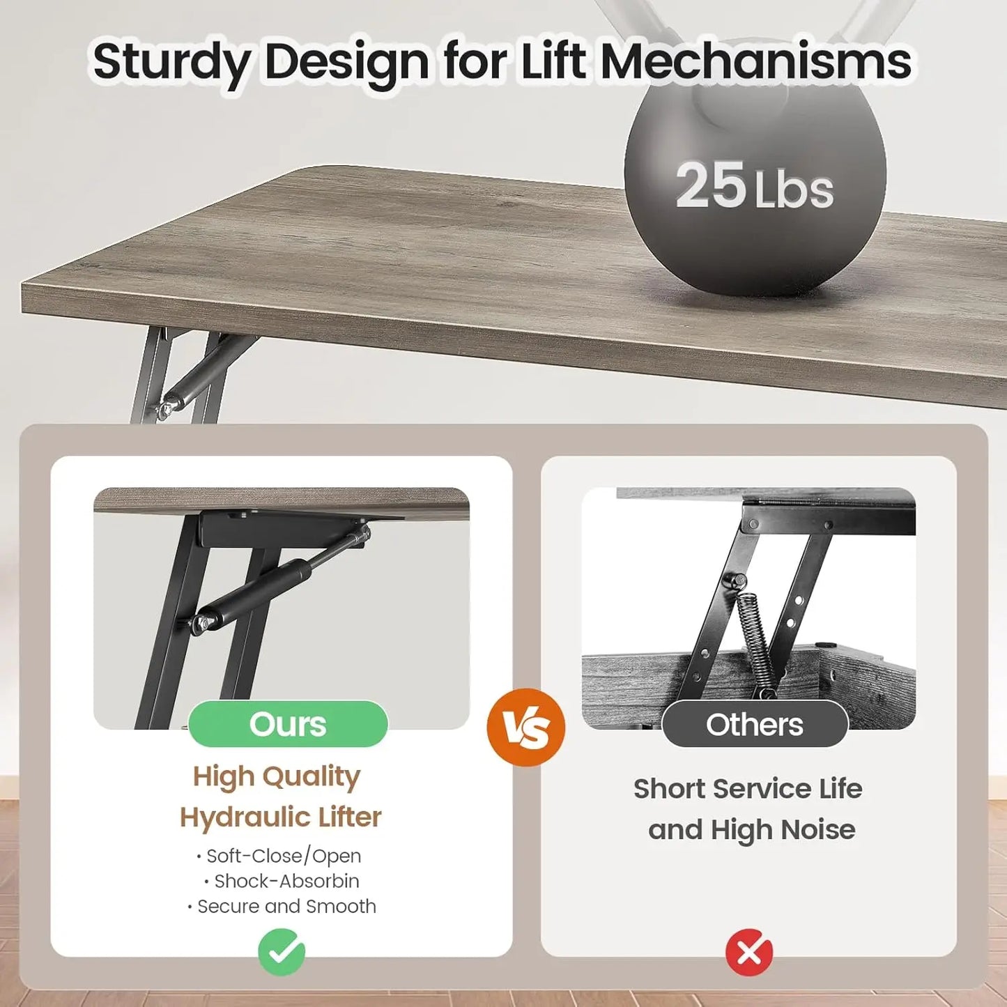 Lift Top Farmhouse Coffee Table With Hidden Storage