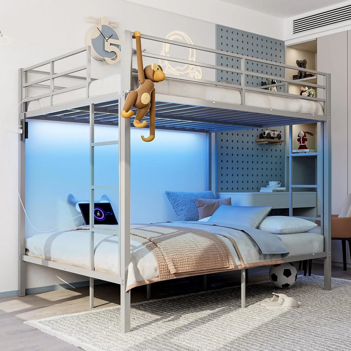 XIAOLANG Bunk Bed With LED Lights And Charging Station