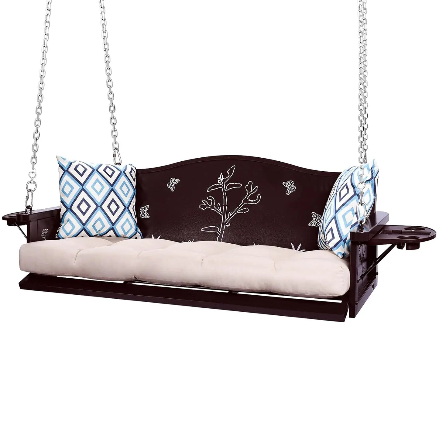 Metal Porch Swing Heavy Duty Cushions And Rust Resistant Chains