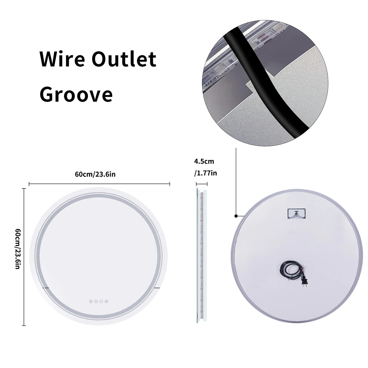 Round LED Bathroom Mirror With Backlit Front Lit Dimming Demister