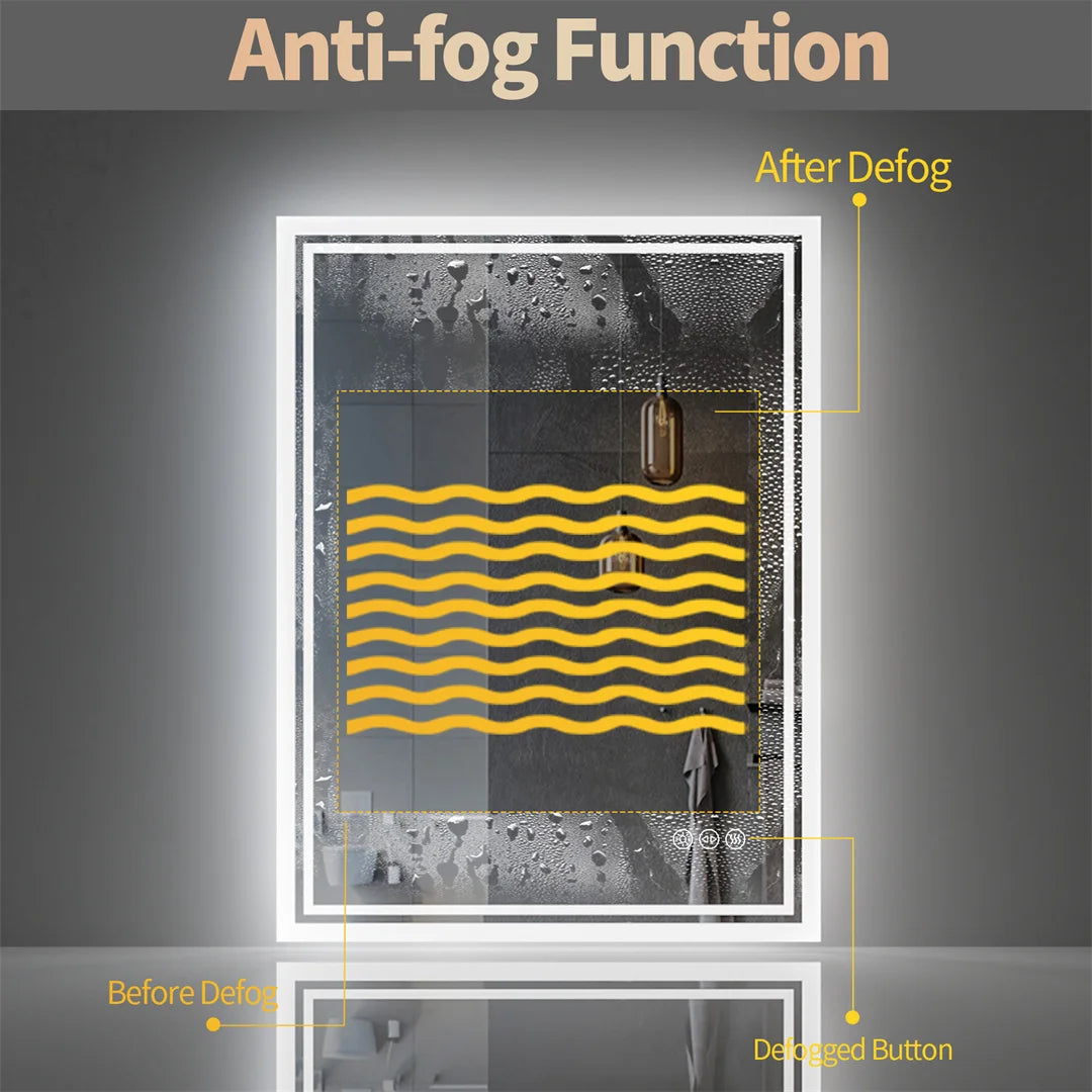 LUVODI LED Backlit Frameless Dimmable Defog Bathroom Mirror