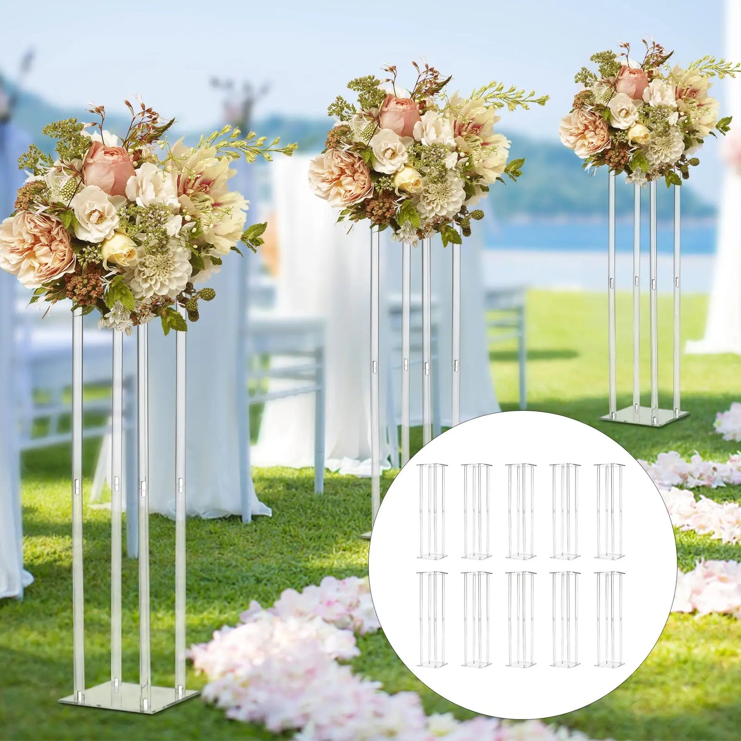 10 Pcs Acrylic Vase Column Stand Centerpiece For Wedding Decoration