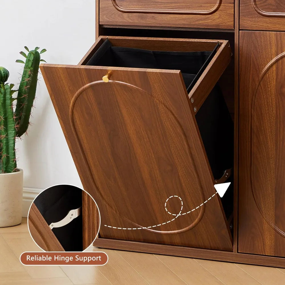 Double Tilt Out Trash Can Cabinet With Drawer Hidden