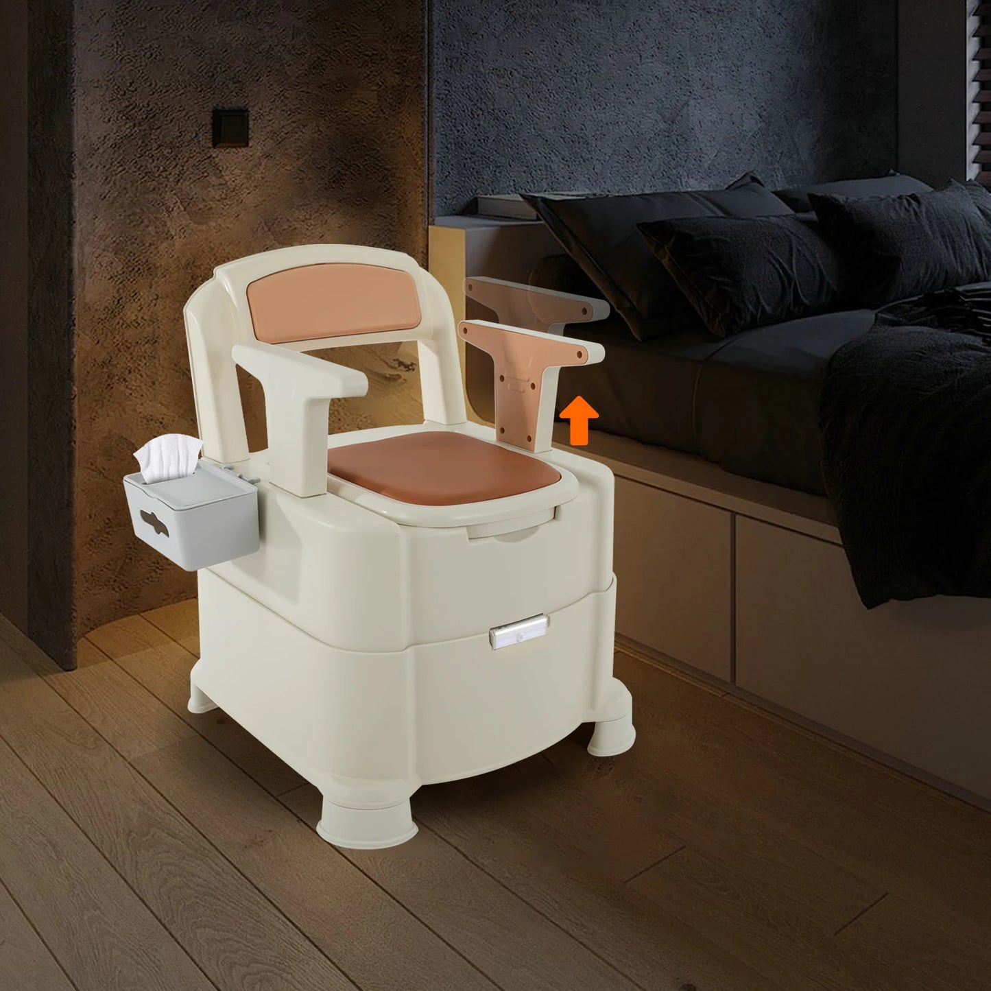 Toilet With Sensor Night Light Bedside Commode Portable Toilet