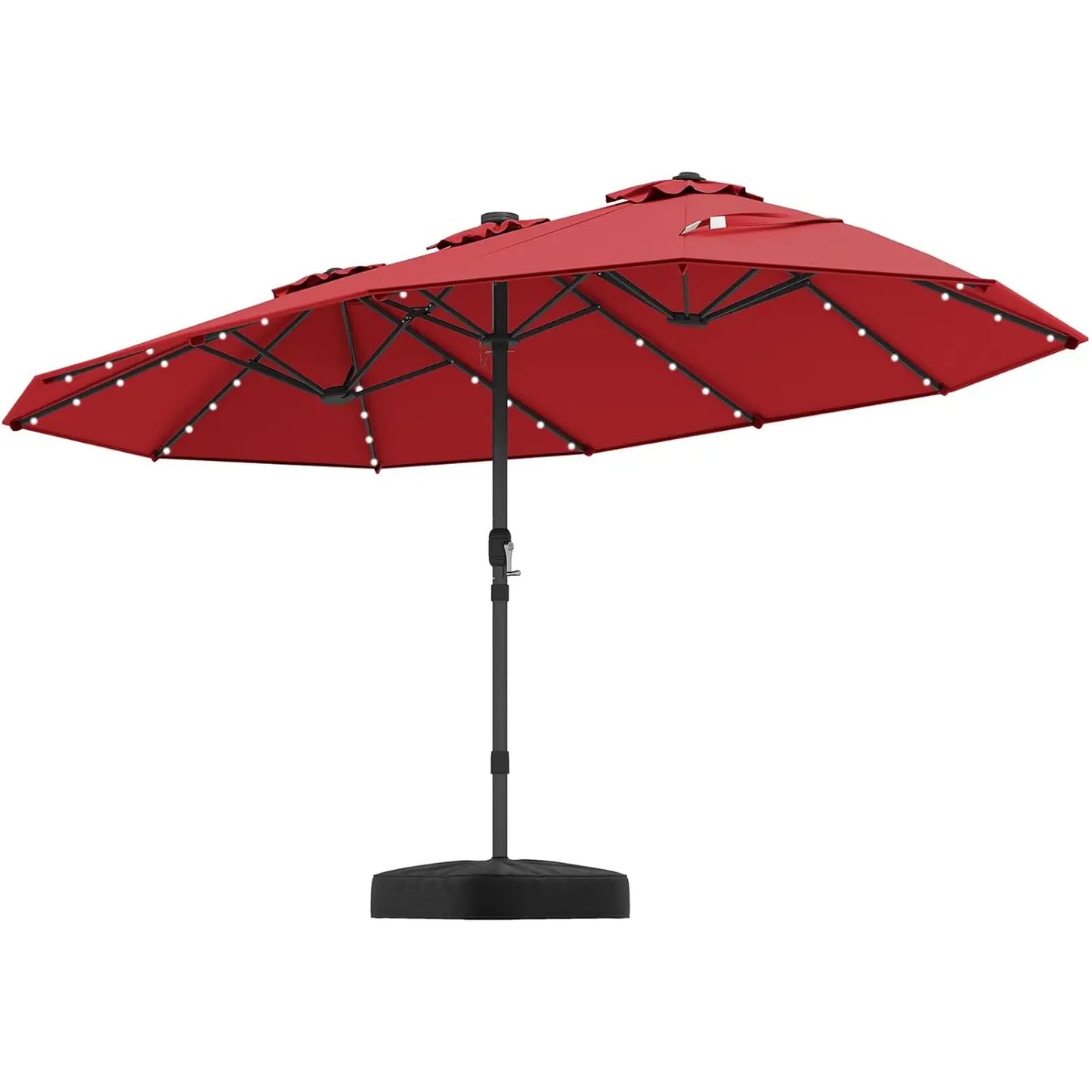 Double Sided Solar Patio Umbrella With LED Lights Outdoor