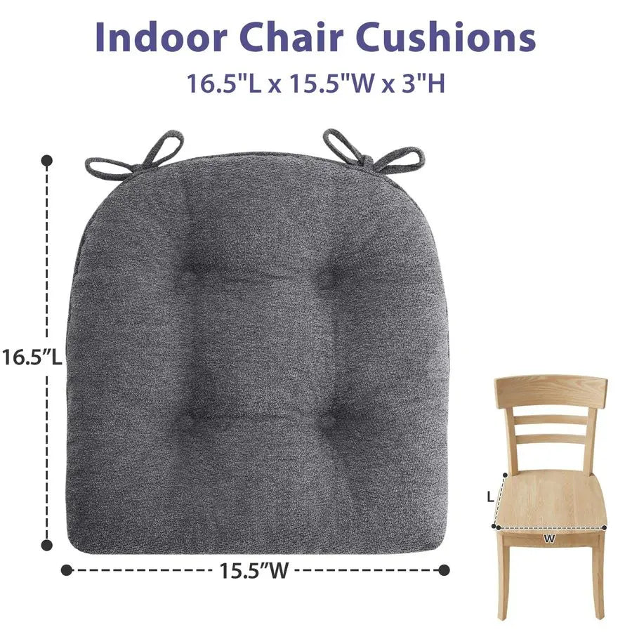 Chair Cushions Set Of 4 Memory Foam Tufted With Ties