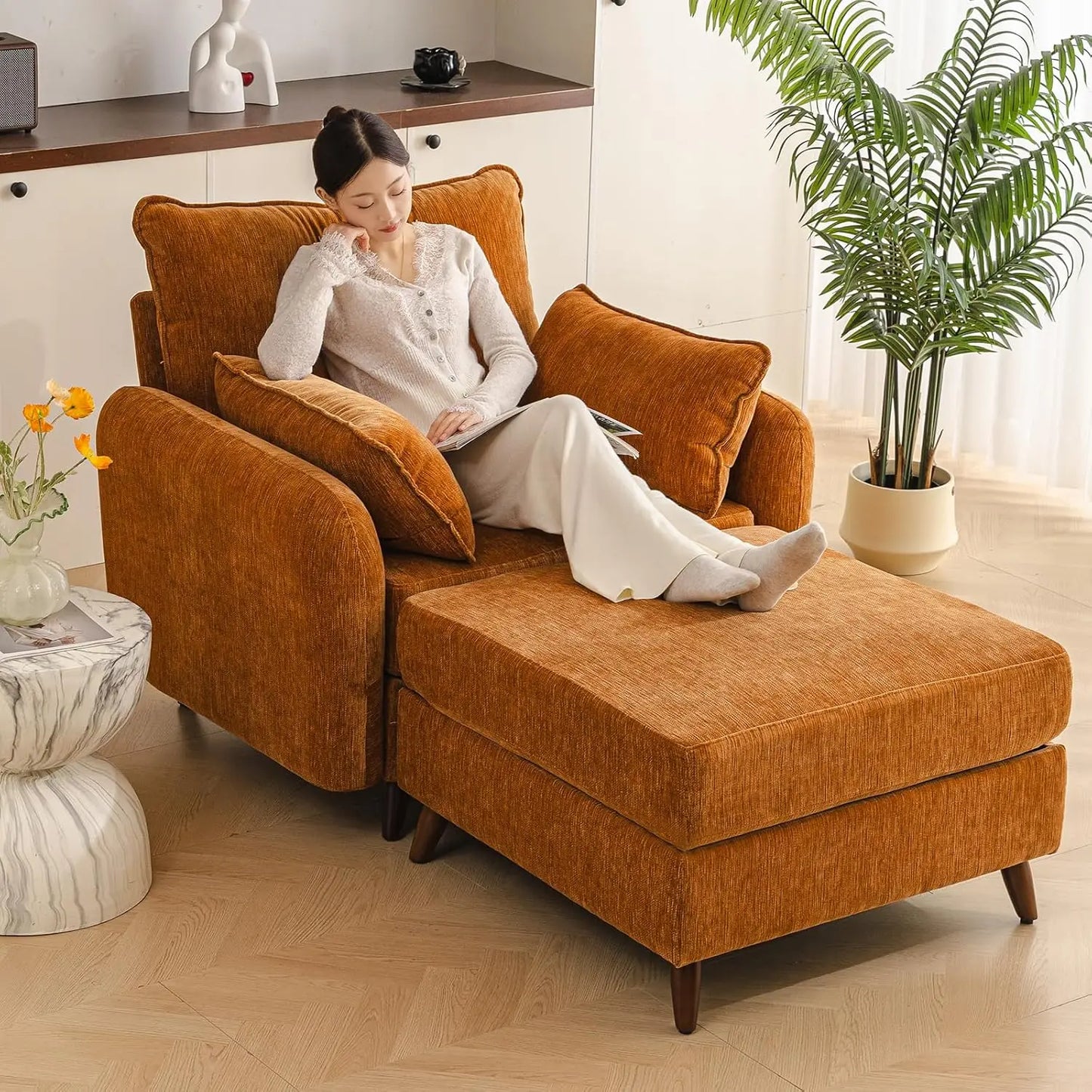 MOYU Accent Chair With Ottoman Storage Living Room