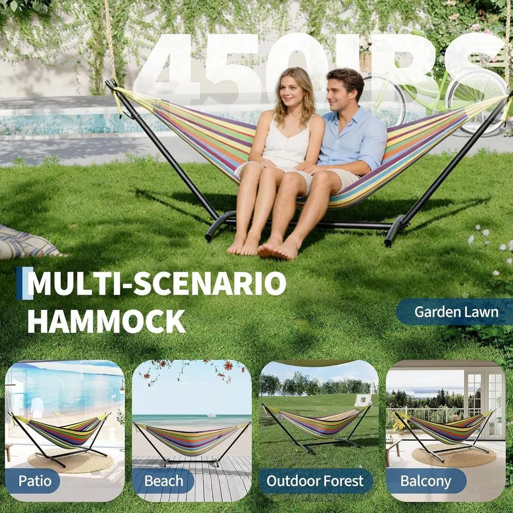 Two Person Hammock With Stand Outdoor Patio Heavy Duty Steel