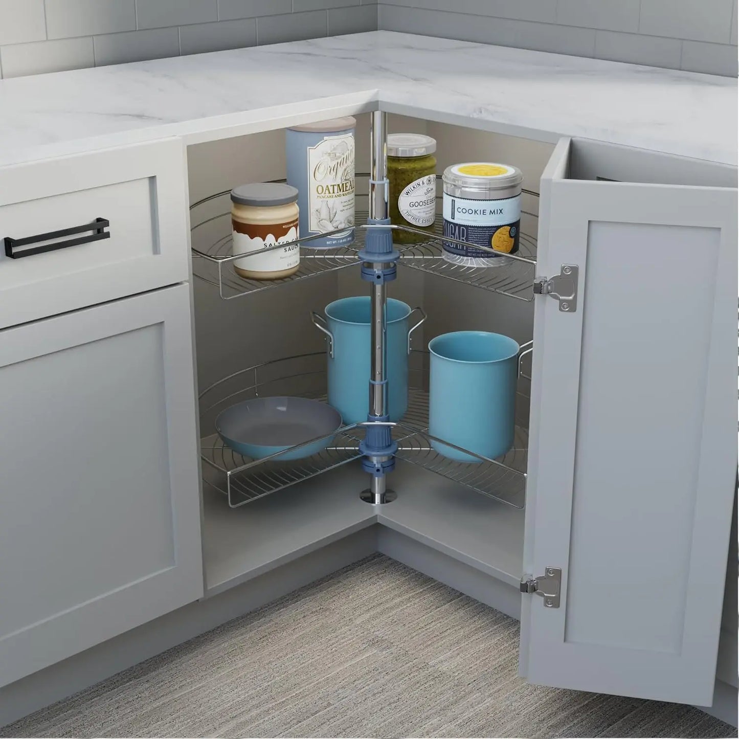 Stainless Steel Base Cabinet Kidney Shape Lazy Susan Corner Organizer