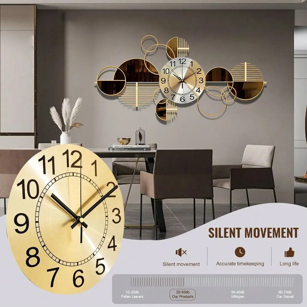 Metal Wall Clock 3D Wall Art Decorative For Living Room