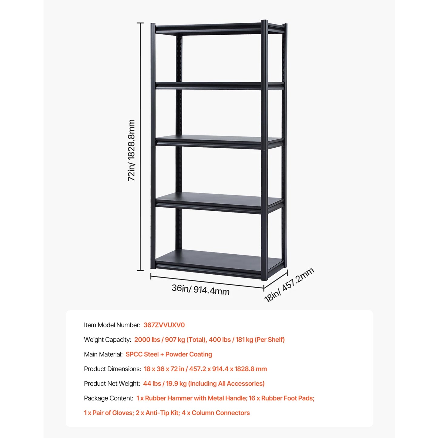 SucceBuy 5-Tier Garage Storage Shelves 2000 Lb Adjustable Metal Rack