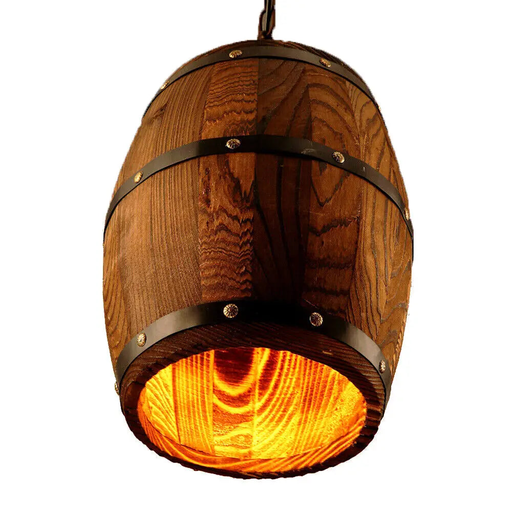 Vintage Wine Barrel Pendant Light Wood Rustic Ceiling Lamp