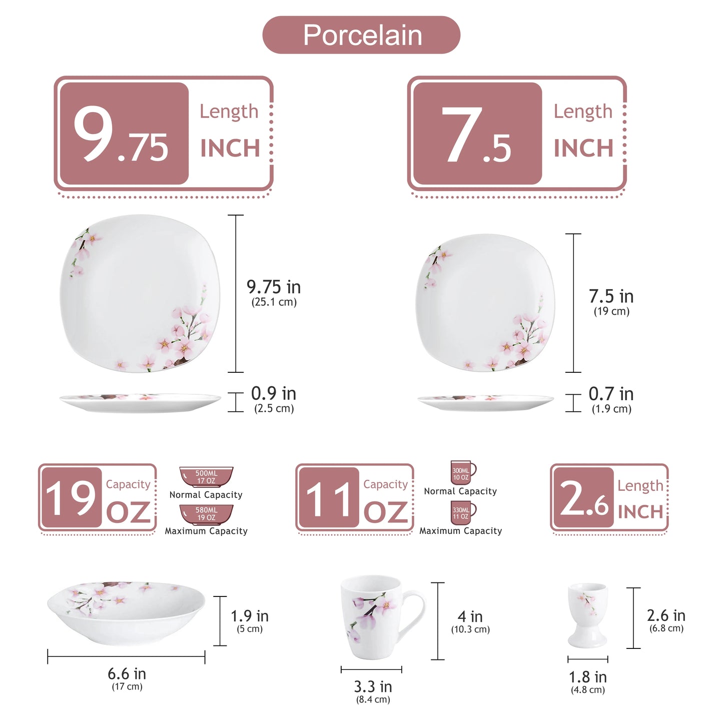 MALACASA Floral Porcelain Dinnerware Set 30 Piece Service For 6