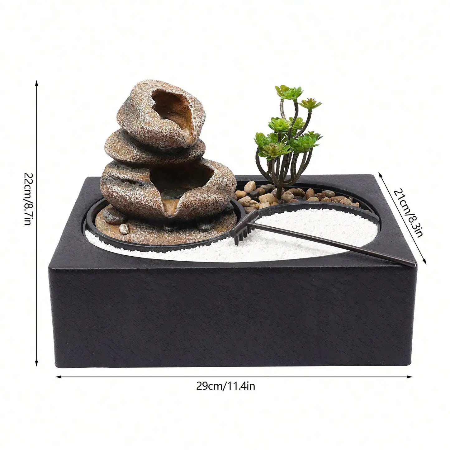 Resin Rockery Tabletop Water Fountain With LED Light For Zen