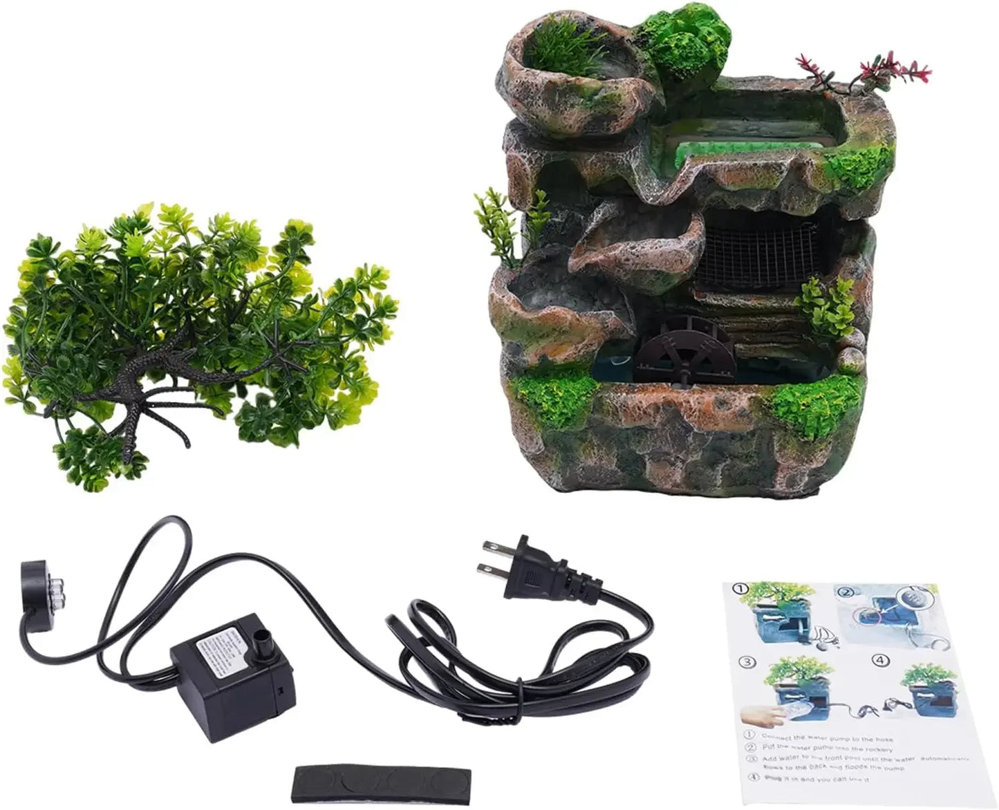 Indoor Tabletop Waterfall Fountain With Pump And LED Light