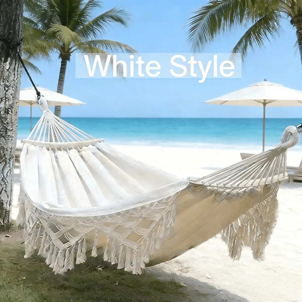 Outdoor Tassel Hammock Chair For Camping Thick Canvas Swing