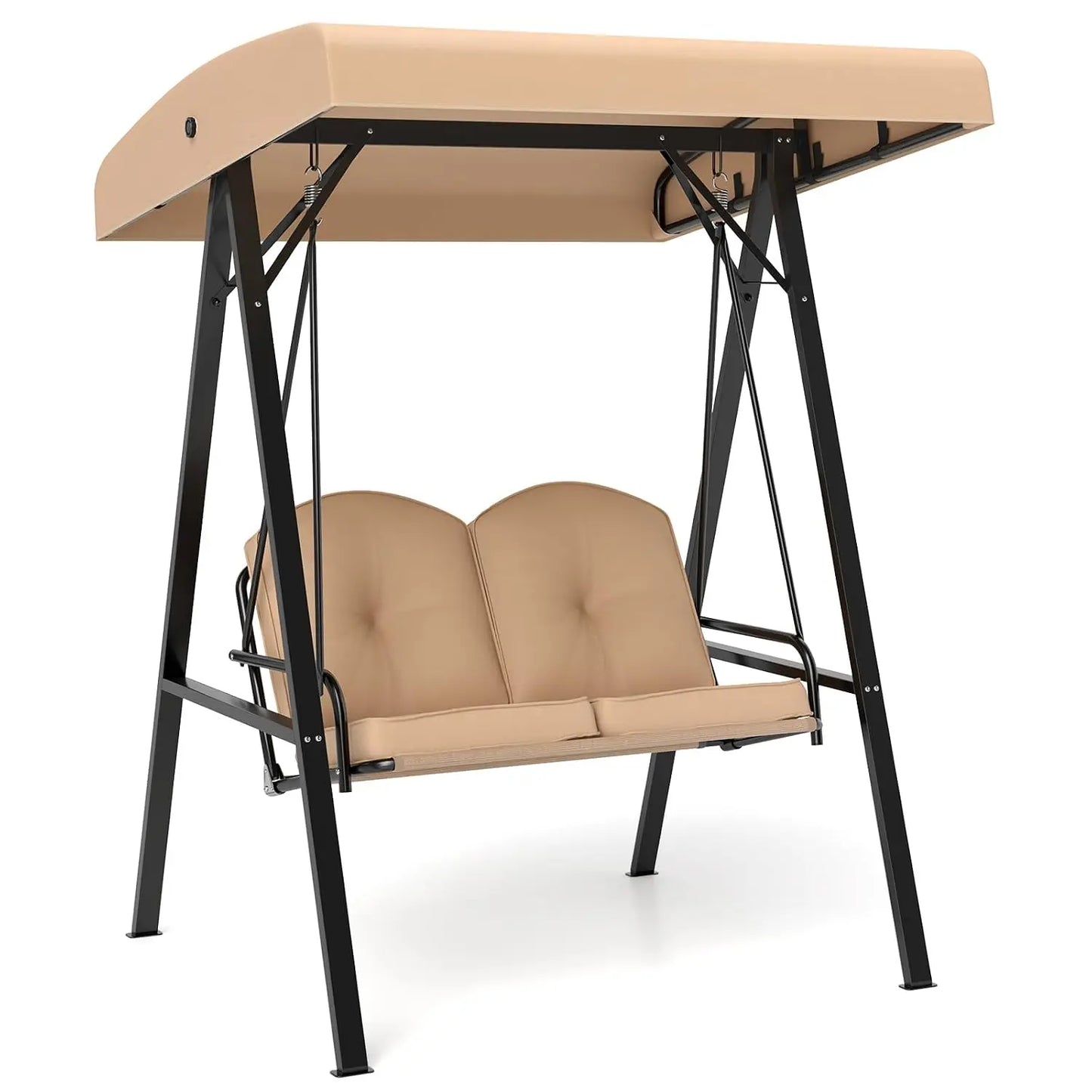 Outdoor Patio Swing With Heavy Duty Metal Frame And Canopy