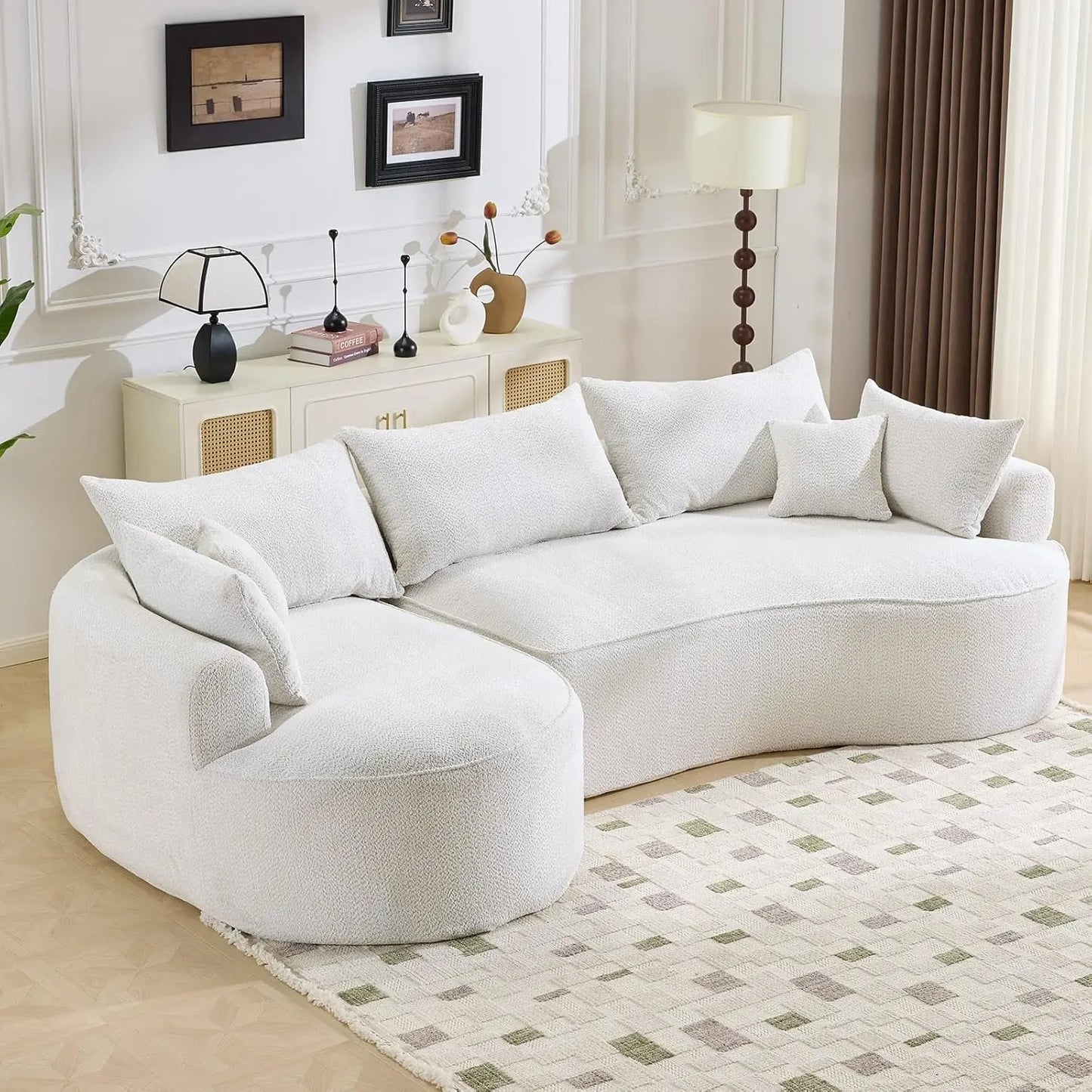 L-Shaped Boneless Sofa Sectional With Deep Seats and Pillows