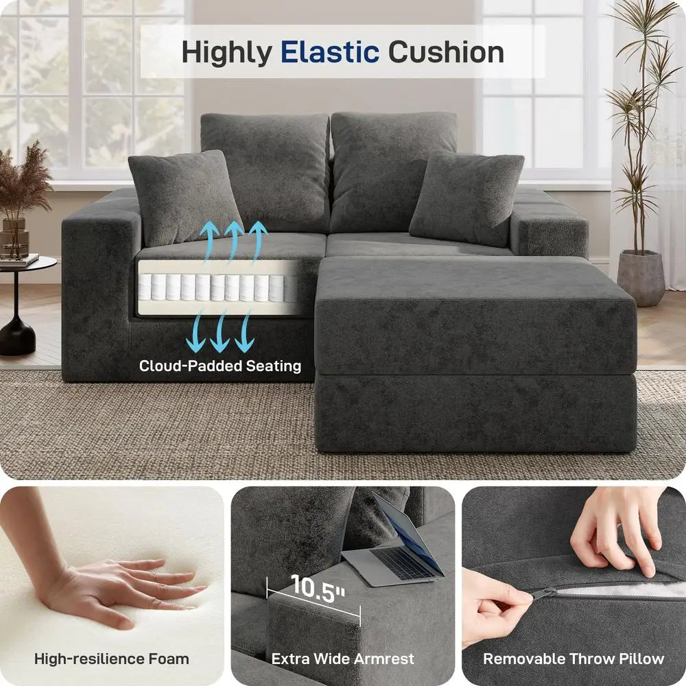 Modular Sectional Sofa With Reversible Chaise Sleeper Modern L Shaped