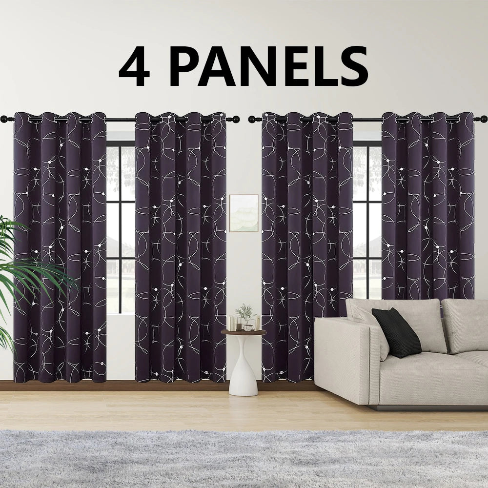 4 Piece Blackout Curtains Grommet Thermal Insulated Room Darkening