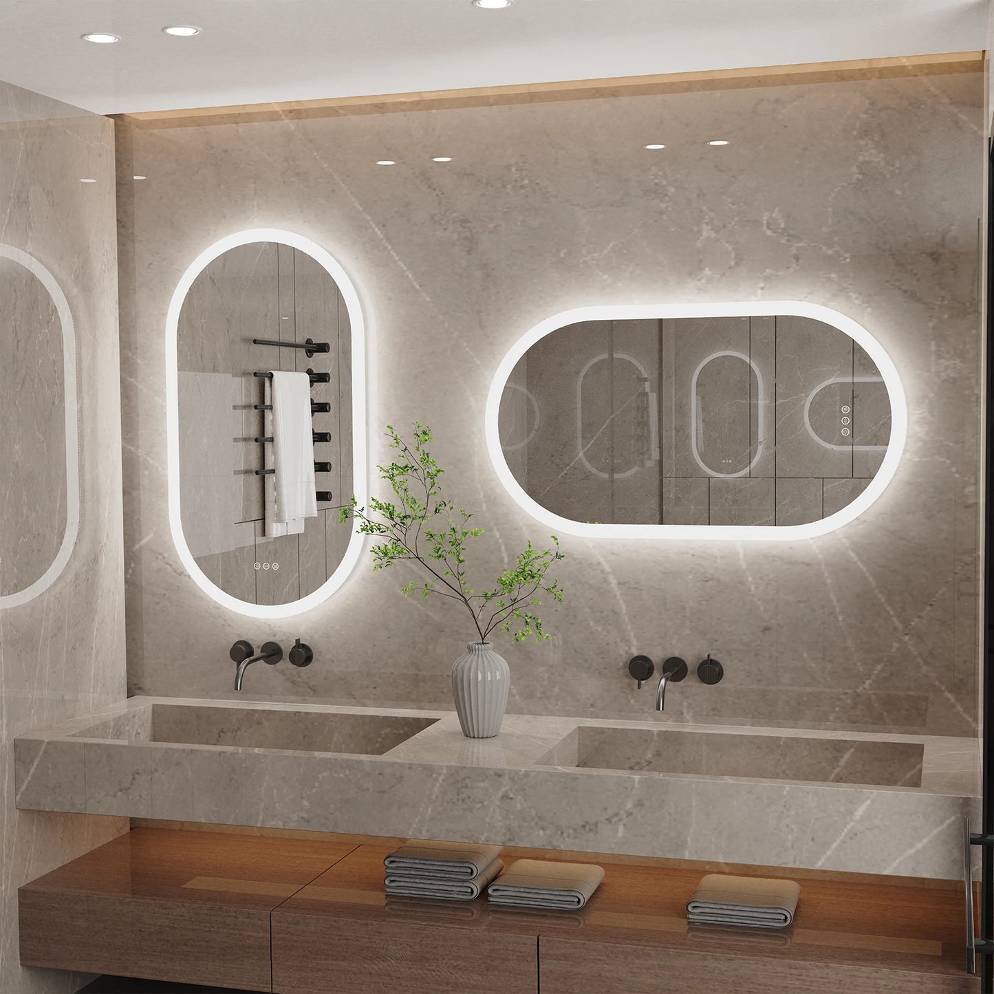 LUVODI Backlit Mirror With 3 Color LED Dimming Defog