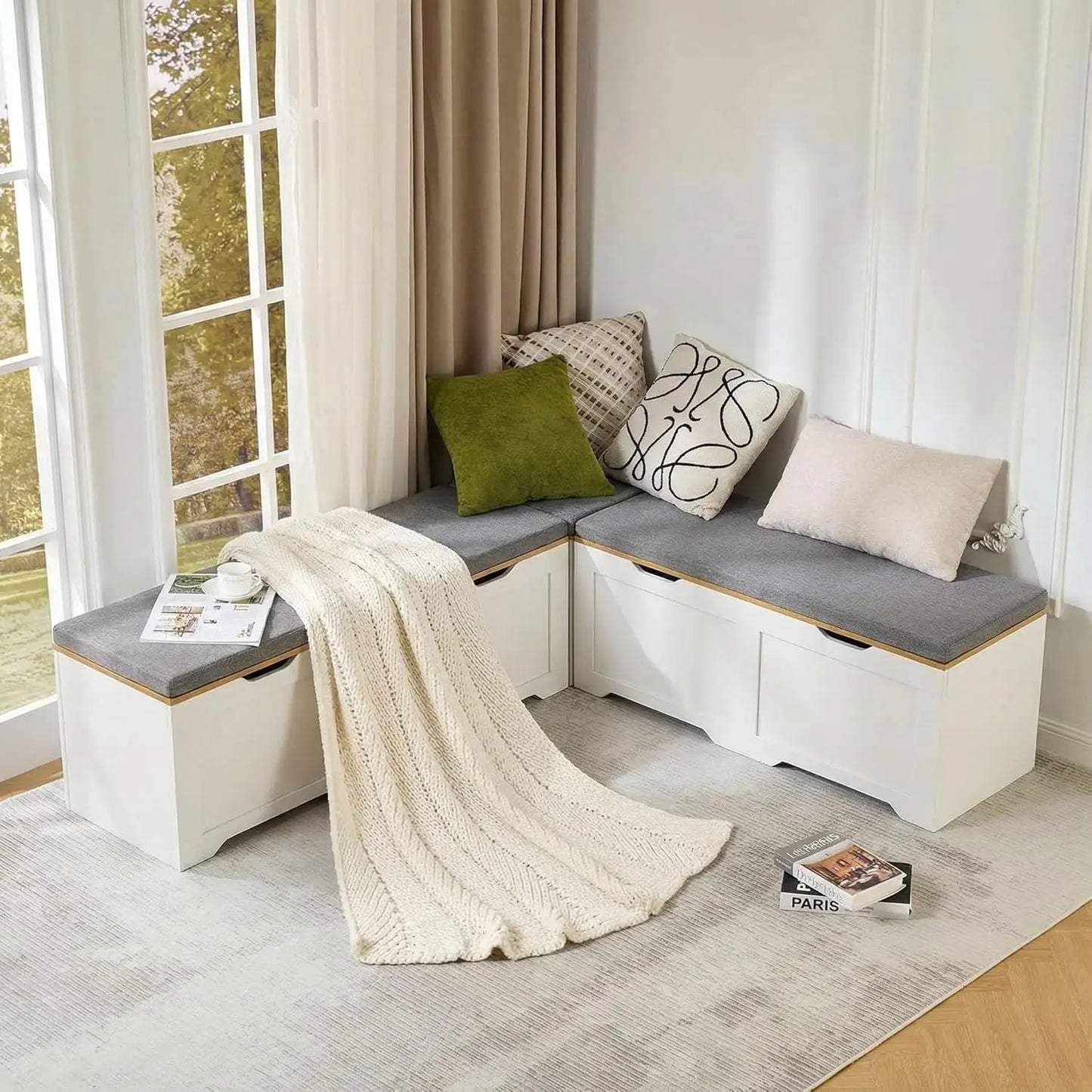 L Shaped Bench With Cushion Arched Doors Breakfast Nook Benches