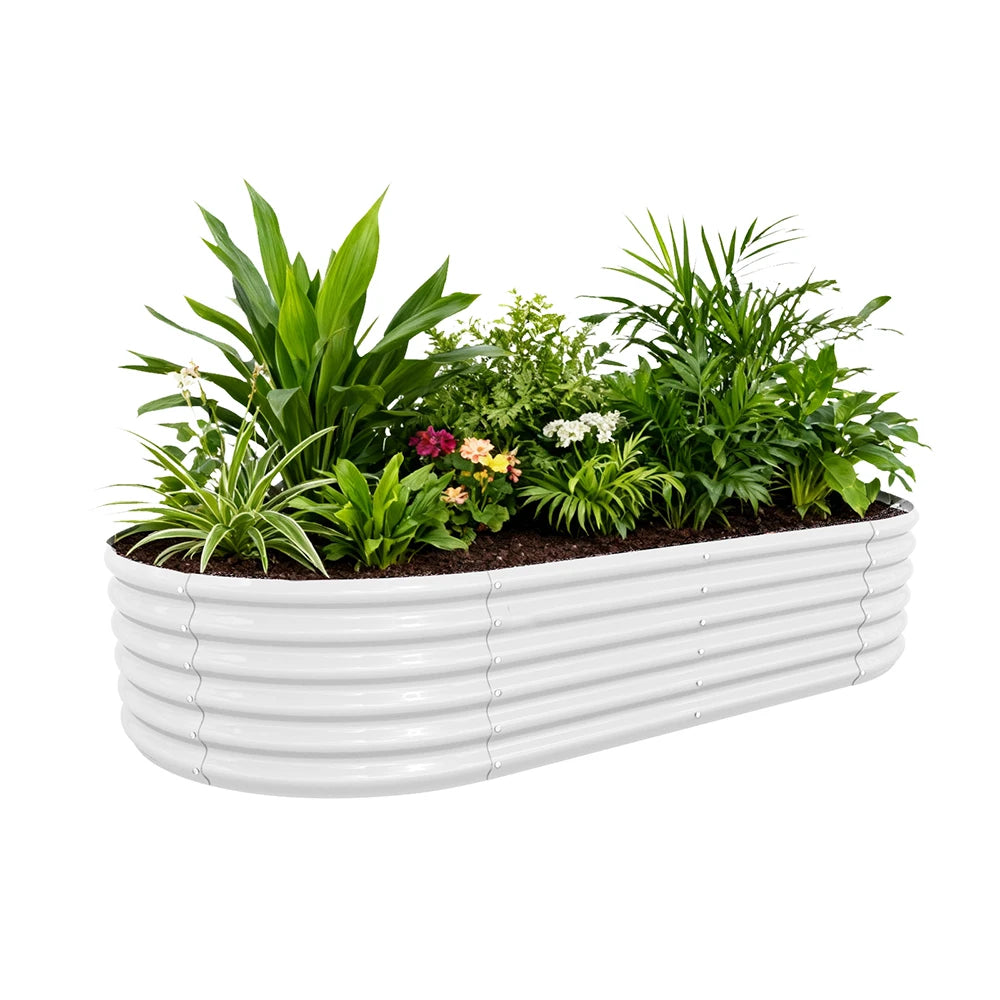 Tramull Galvanized Raised Garden Bed Oval Planter For Vegetables Herbs