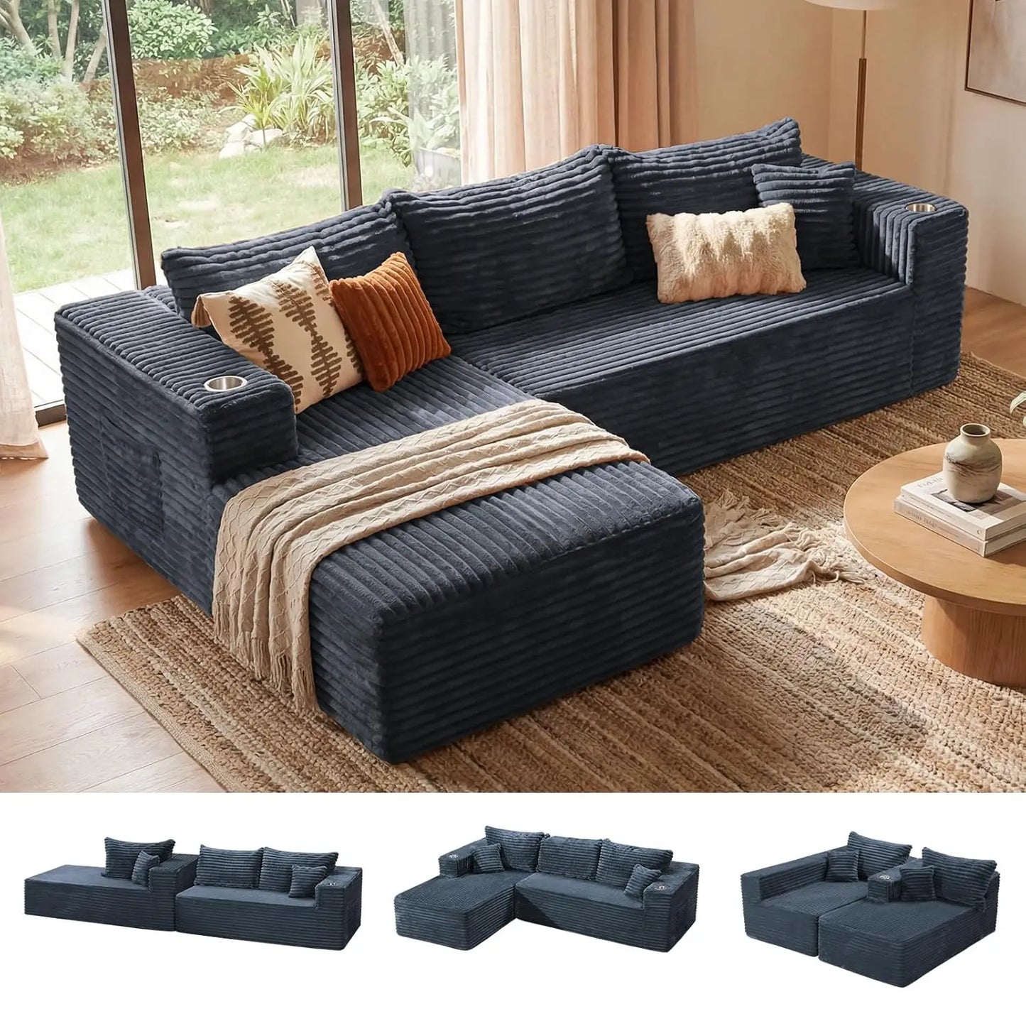 Guangbai Memory Foam Sectional Sofa With Chaise Modern L Shape
