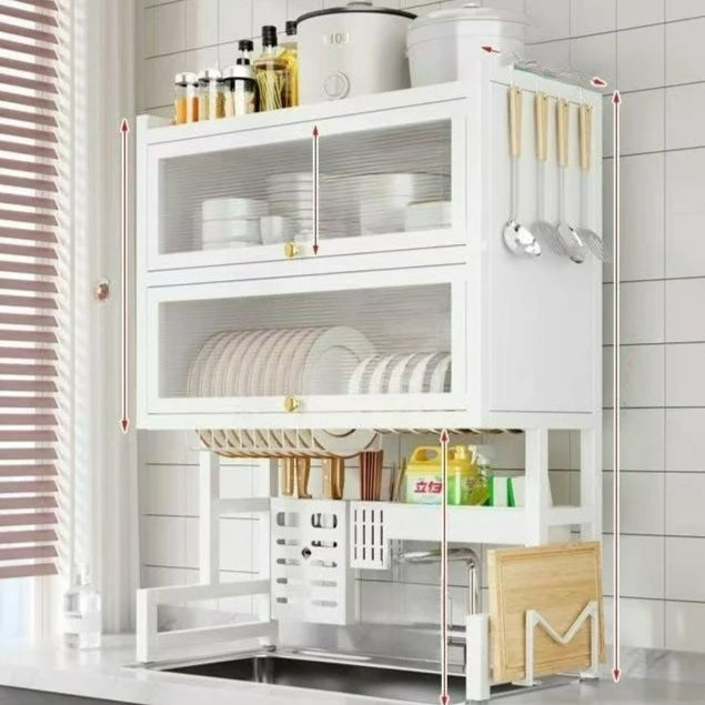 HUILV Dish Rack With Utensil Holder For Sink Carbon Steel