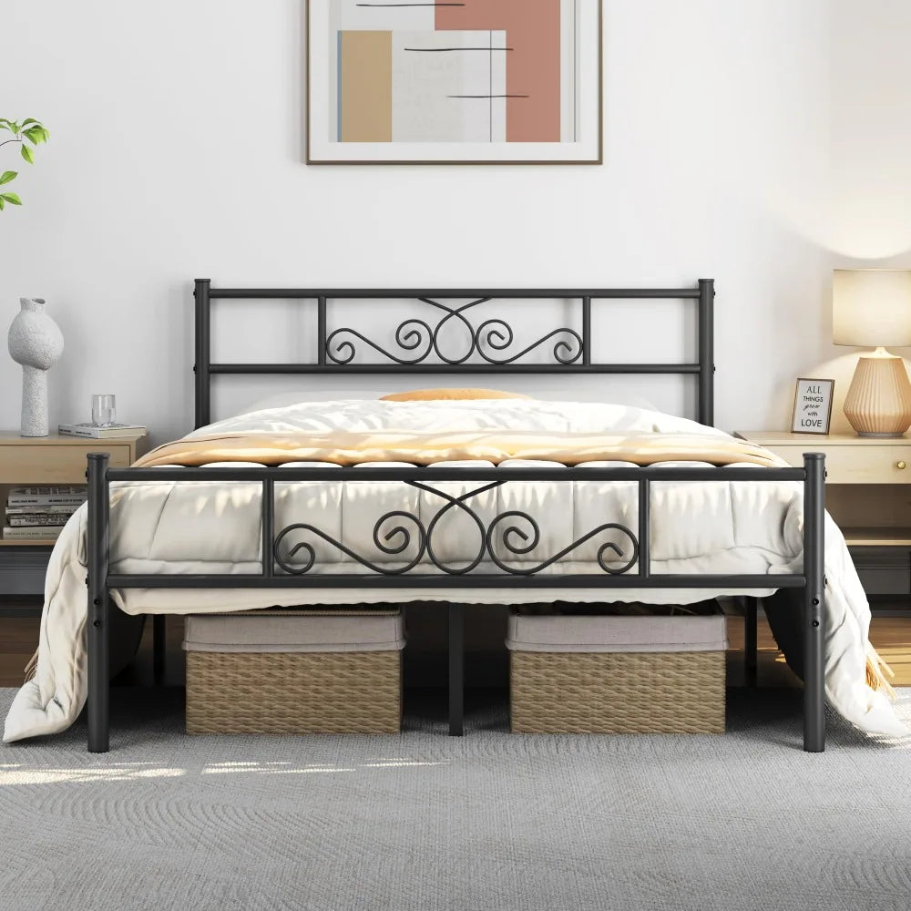 Twin Metal Platform Bed Frame With Headboard And Footboard