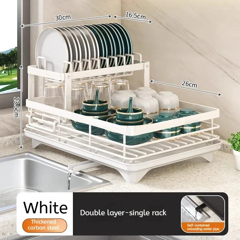 ATMDOG Stainless Steel Over Sink Dish Rack With Drainboard