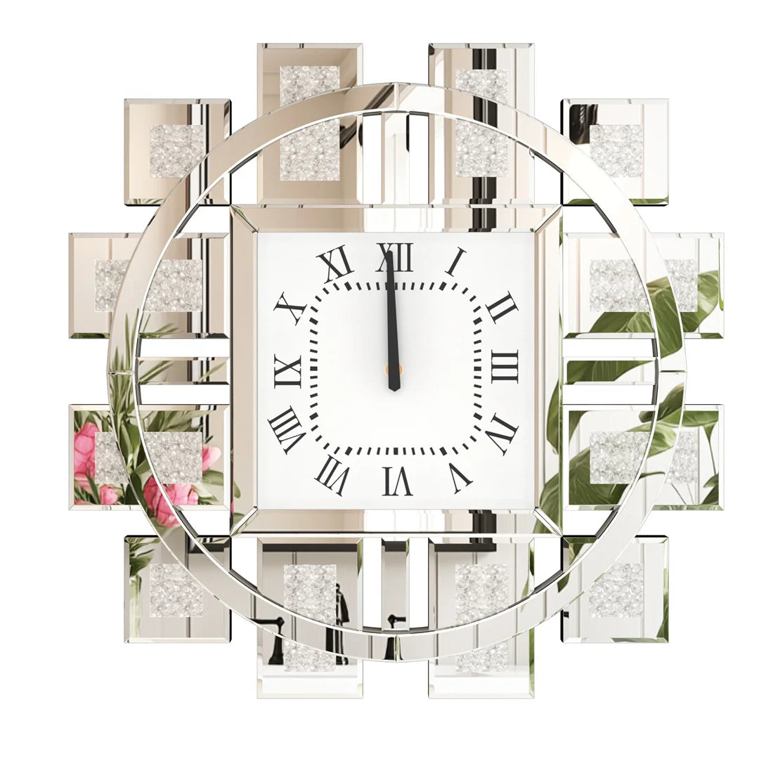 Decorative Resin Wall Clock With Crystal Inlay Battery Operated