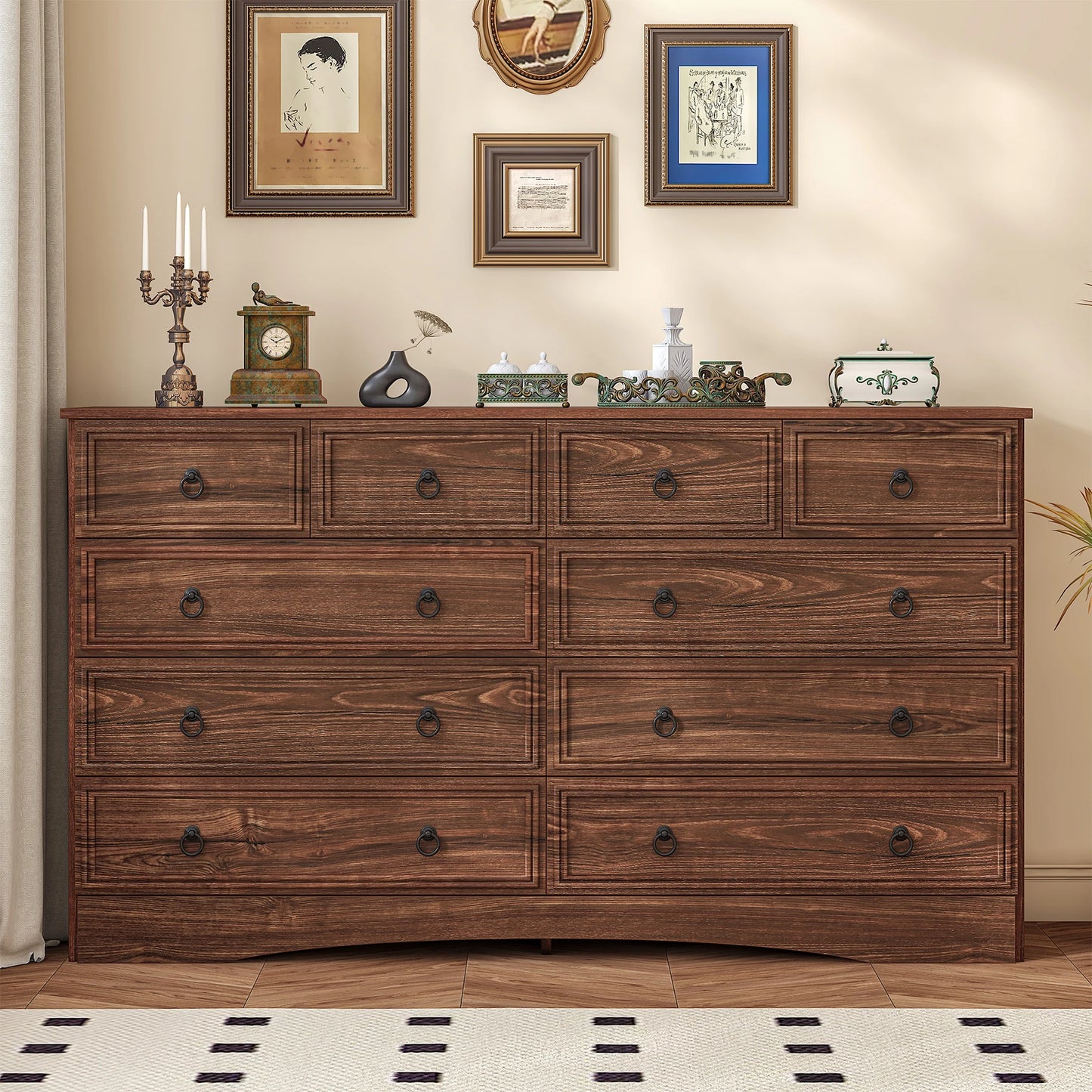 BIGBIGLIFE Mid Century Modern Wood Dresser Storage Chest Bedroom